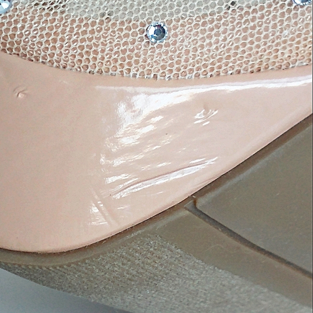New w/Box Thalia Sodi Desire Nude Mesh Bling Peep-Toe Platform Stilettos Size 10 - Picture 11 of 15